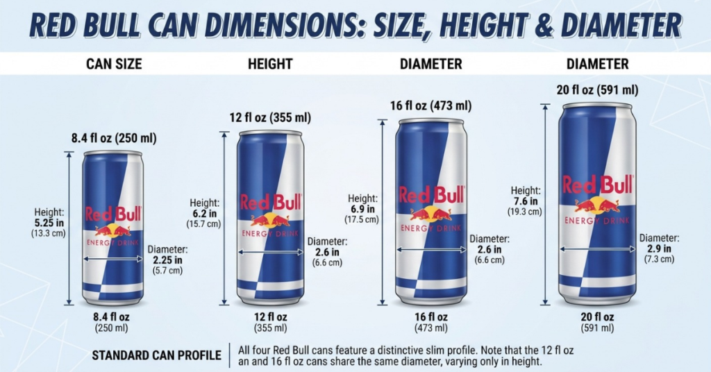 Red Bull Can Dimensions: Size, Height & Diameter